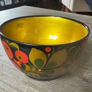 Handcrafted Decorative Bowl - Black and Yellow